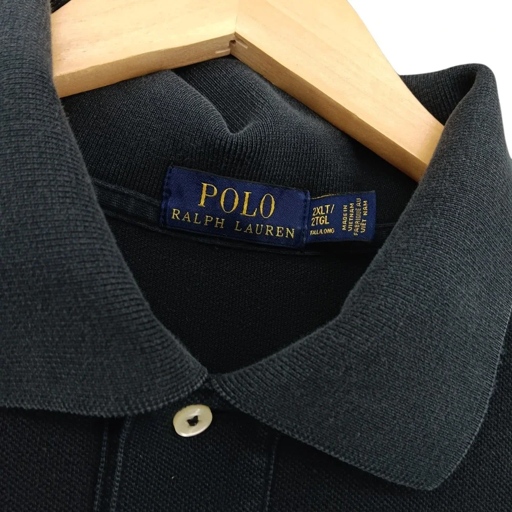 Polo Ralph Lauren Polo Shirt‎ Men's 2XLT Black Red Pony Logo Short Sleeve Cotton